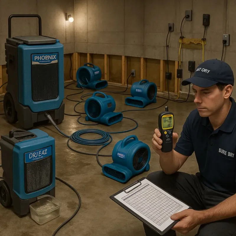 Structural Drying and Dehumidification process in Old Saybrook Center, CT